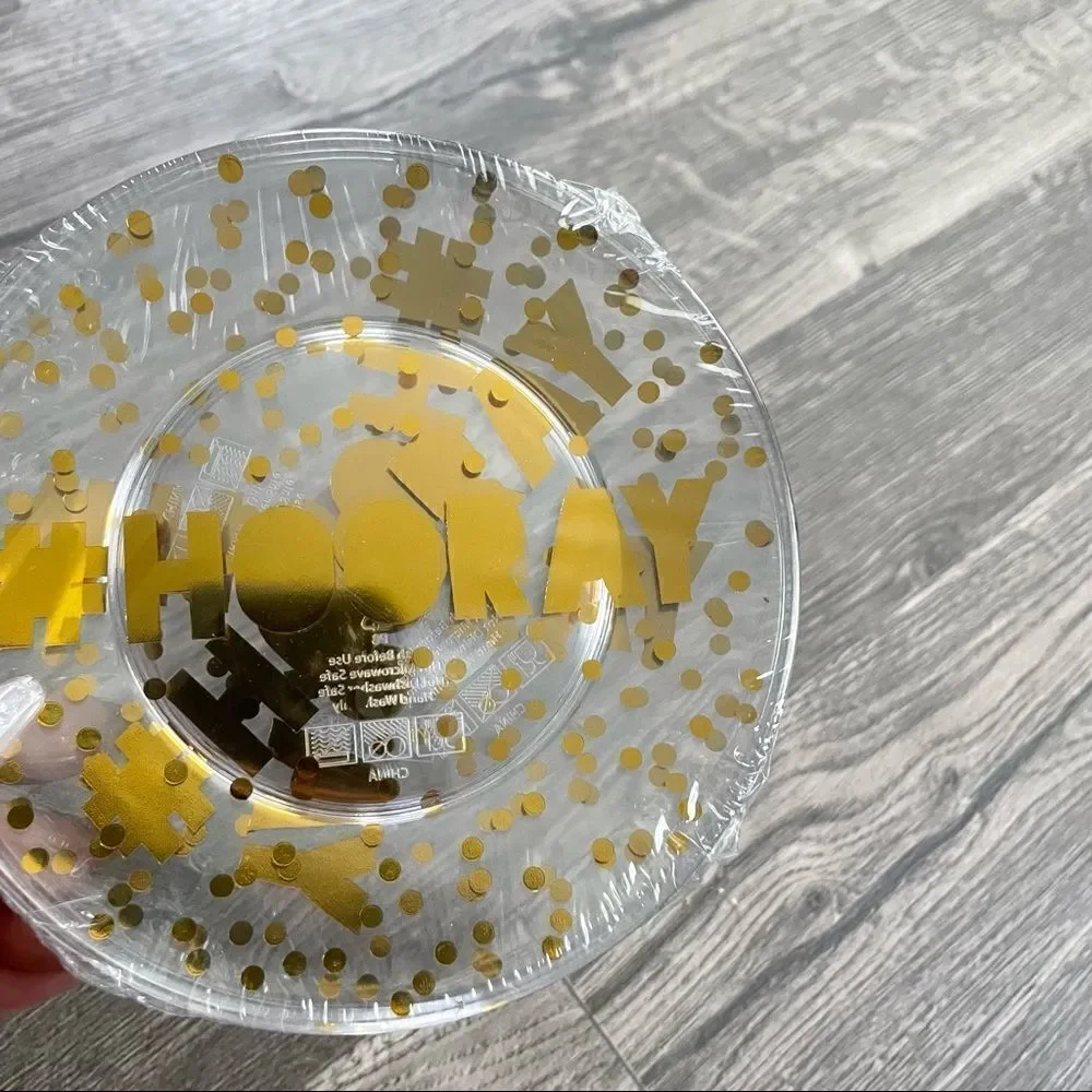 2/$20 TARGET HOORAY confetti clear plastic party plates (4 pack) NWT